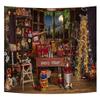 10X7FT Santa's Toy Shop Christmas Night Backdrop Photography Happy New Year Background Christmas Tree Toys Gift White Snow Store Christmas Party Decoration Family Party Banner Photo Props Supplies view 1
