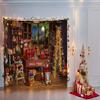 10X7FT Santa's Toy Shop Christmas Night Backdrop Photography Happy New Year Background Christmas Tree Toys Gift White Snow Store Christmas Party Decoration Family Party Banner Photo Props Supplies view 3