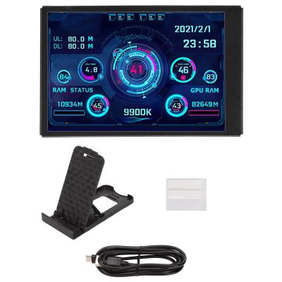 Mtlavishness 3. 5In Computer Temp Full View Display Small Screen for Aida64 Pc CPU Hard Disk Data White (Black)