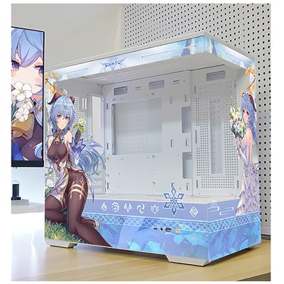ATX Case, Computer Cases,Mid-Tower PC Gaming Case M-ATX/ITX - Front I/O USB 3.0 /Type-C Port - 270 Panoramic View Tempered Glass Panel - Includes A Themed Light Board