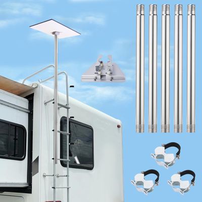 Starlink Gen 3 Flag Pole Mount, for RV Ladders Starlink Mini Pole Mount Kit Bracket, 2-9 ft, with Gen 3 Pipe Adapter