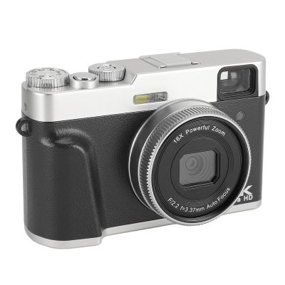 4K Digital Camera for Photography, 48MP Vlogging Camera, Retro Video Camera with 2.8 HD Screen, 16X Digital Zoom, Anti Shake, Macro Self Timer, NP60 Battery (Black)