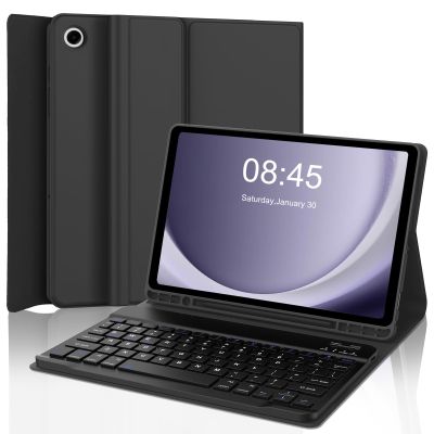 AMOUOGOEY Keyboard Case for Samsung Galaxy Tab A9 Plus 5G 11 Inch 2023(SM-X210/X216/X218) - Detachable Wireless Bluetooth Keyboard - Folio Smart Cover with S Pen Holder for Galaxy Tab A9+ 11" (Black)
