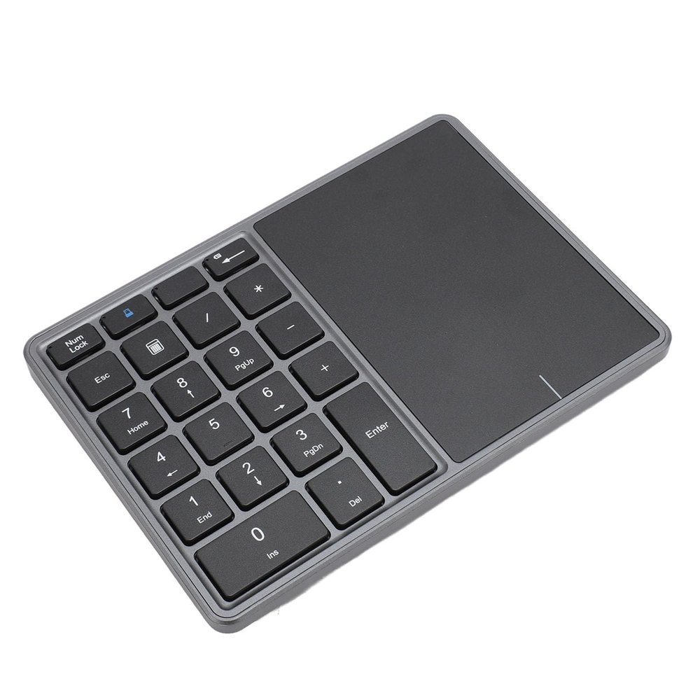 Wisoqu Bluetooth Number Pad, Cordless Numeric Keypad with Touchpad, 22 Keys Portable Financial Accounting Number Keyboard, Mini Numpad for Business Office Desktop PC Laptop (Dark Gray)