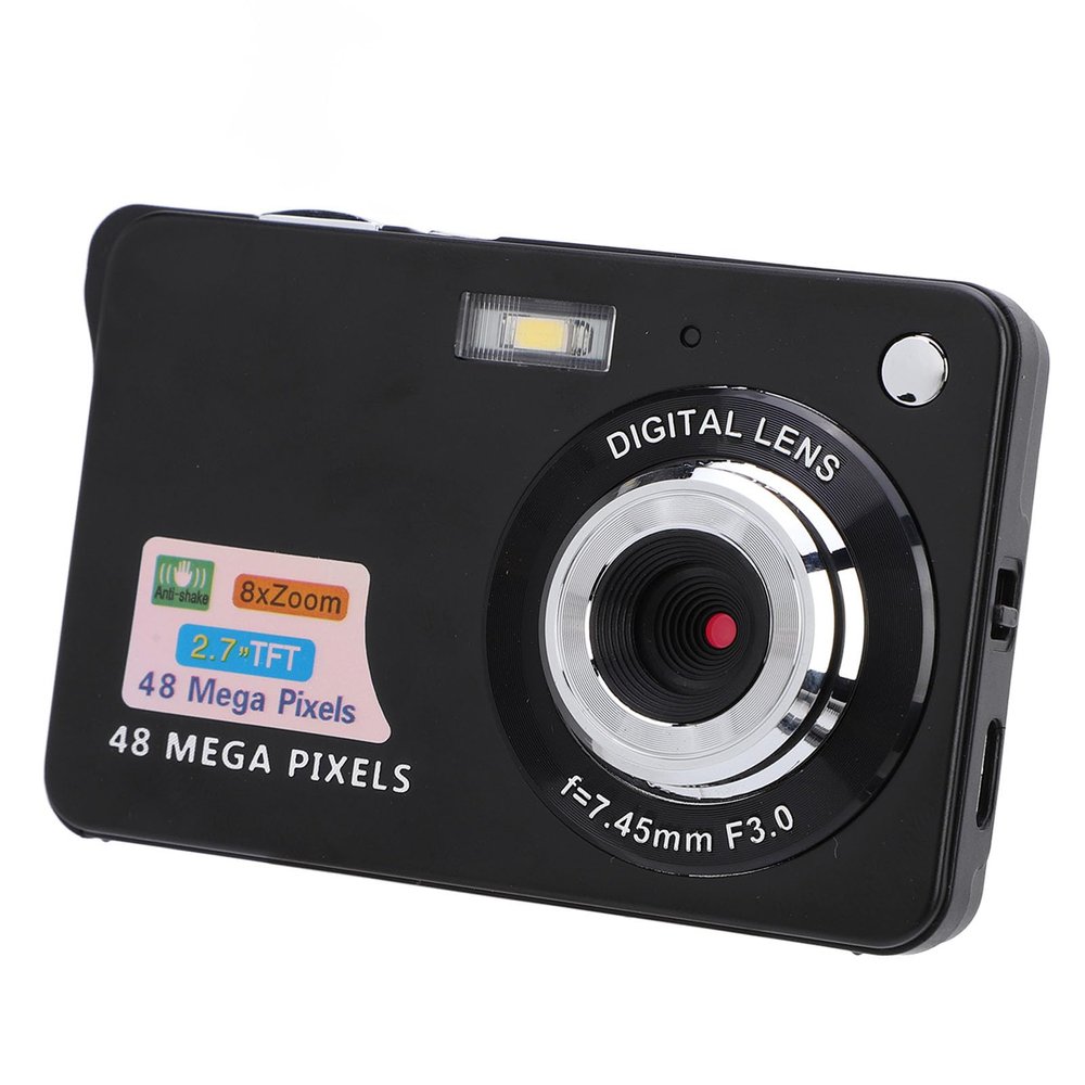 Tangxi 4K Digital Camera, 48MP 8X Digital Zoom Compact Camera with 2.7 Inch Screen, Anti Shake Rechargeable Portable Camera for Kids Students Vlogging (Black)
