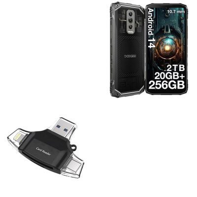BoxWave Smart Gadget Compatible with Doogee Blade10 Ultra - AllReader SD Card Reader, microSD Card Reader SD Compact USB - Jet Black
