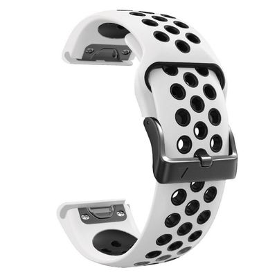 Silicone Band For Garmin For Fenix 7 7X 6X 6 Pro 5 5X Plus Epix Gen 2 Tactix Bravo Watch Strap 26mm 22mm Wristband Bracelet,White Black,26mm For Fenix 7X 7XPro