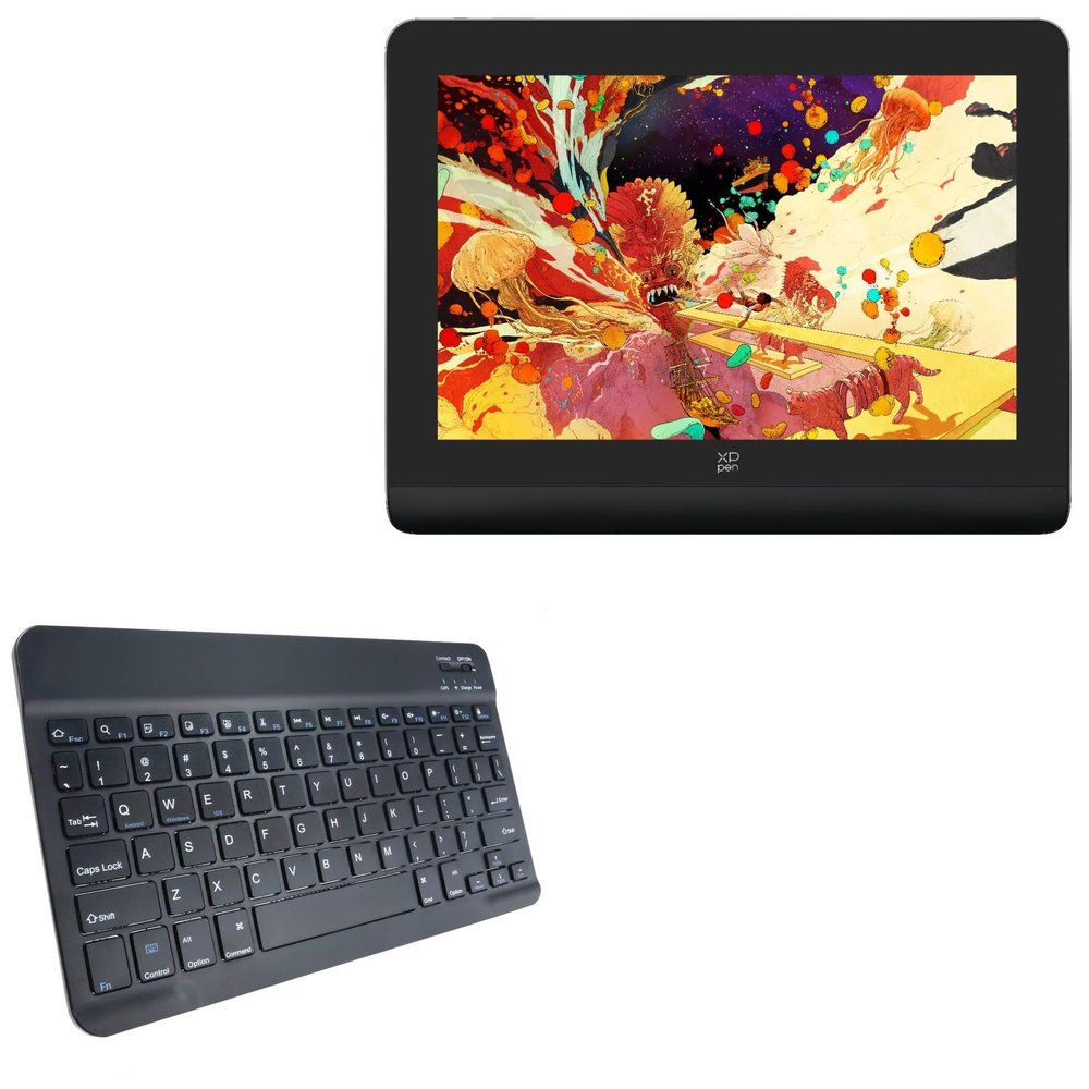 BoxWave Keyboard Compatible with XP-Pen Artist Pro 16 (Gen 2) - SlimKeys Bluetooth Keyboard, Portable Thin with Chiclet-Style Keys - Jet Black