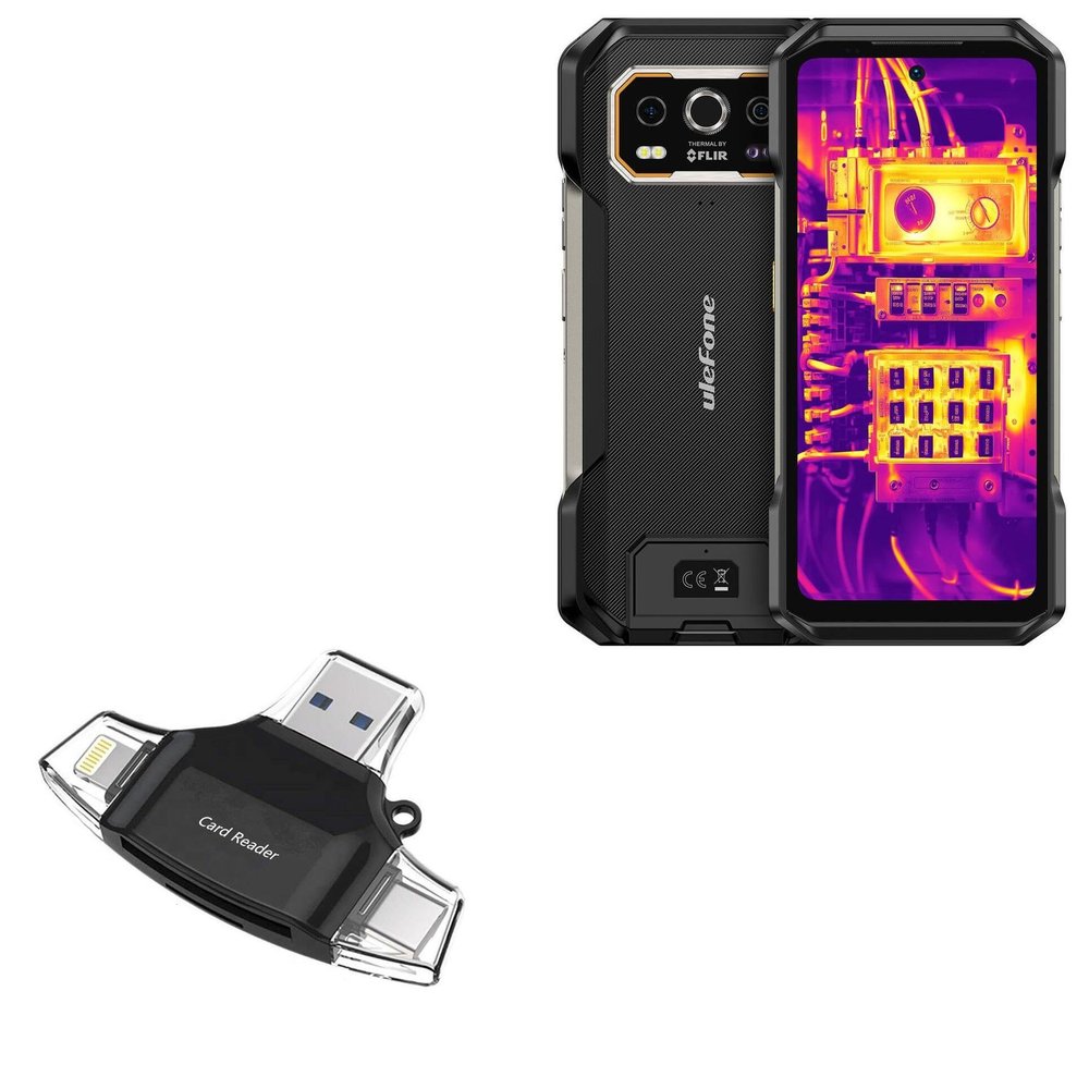BoxWave Smart Gadget Compatible with Ulefone Armor 27T Pro - AllReader SD Card Reader, microSD Card Reader SD Compact USB - Jet Black
