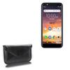 BoxWave Case Compatible with Sky Devices Elite P5 - Elite Leather Messenger Pouch, Synthetic Leather Cover Case Envelope Design - Jet Black view 1