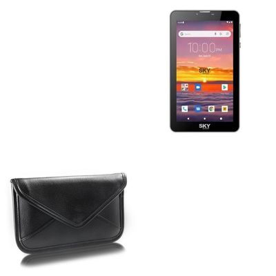 BoxWave Case Compatible with Sky Devices Platinum A7 - Elite Leather Messenger Pouch, Synthetic Leather Cover Case Envelope Design - Jet Black
