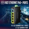 TRENDnet 5-Port Industrial Fast Ethernet PoE+ DIN-Rail Mini Switch, TI-PELC50, NDAA + TAA Compliant, 4 x 10/100Mbps PoE+ Ports, 1 x 10/100Mbps Port, 90W PoE+ Power Budget view 3