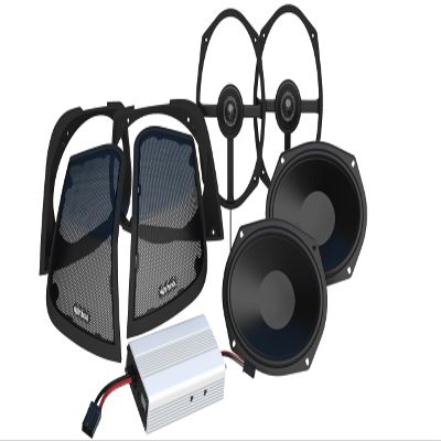 Wild Boar Audio WBA-RETRO-LID-KIT with 400 Watts RMS Amplifier, 6"x9" Speakers (2 Pack) & Saddlebag Lid Adaptors, Fits 2014-2024 HD Motorcycles