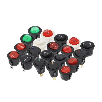 BHUPWZE 1PCS ON/Off Round Rocker Switch Illuminated Car Dashboard Dash Boat Van 12V 24V / 6A 250V / 10A 125V 2/3/4PIN Switch 20MM(3Pin Blue Light)