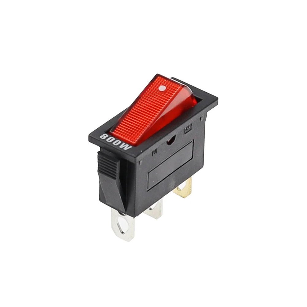 BHUPWZE 1PCS KCD3 Rocker Switch ON-Off ON-Off-ON 2 Position 3Pins with Light Power Switch 16A 250V / 20A 125V AC(Red Light 800W)