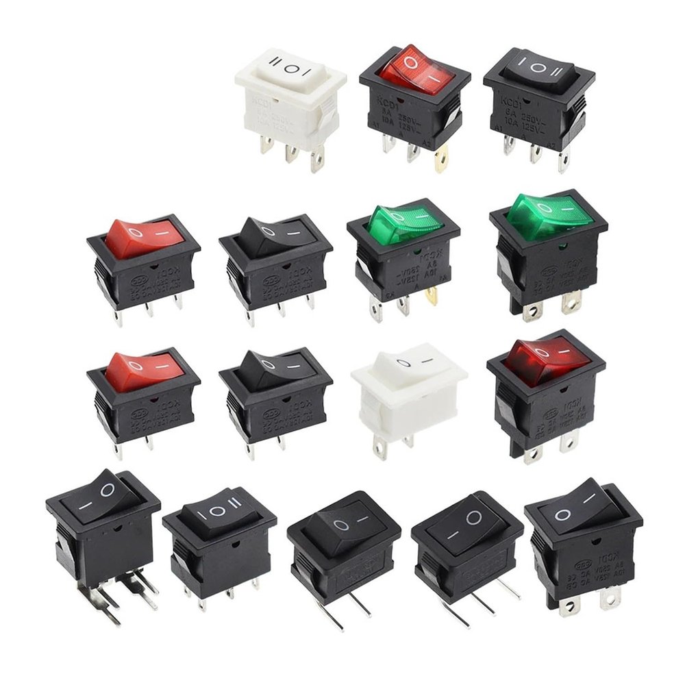 BHUPWZE 10PCS Switch ON-Off KCD1 15 * 21mm 2Pin Ship Type Switch 6A 250V 10A 125V 15X21 Rocker Switch Power Switch(2Pin White)