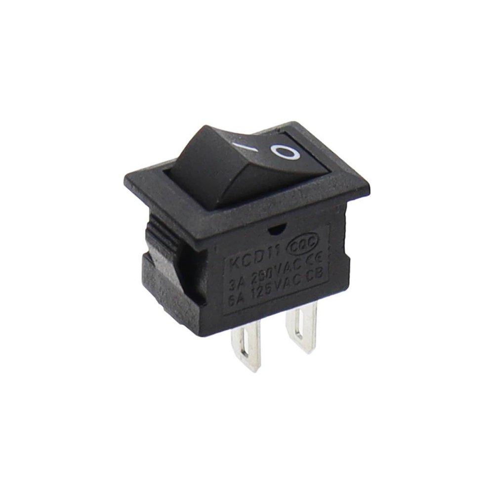 BHUPWZE 5/10PCS KCD11 Rocker Switch 10 * 15mm Mini Push Button Switch ON-Off/ON-Off-ON 2 Pins / 3 Pins 3A 250VAC / 6A 125VAC 10x15mm(Black,10PCS)