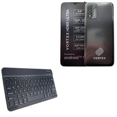 BoxWave Keyboard Compatible with Vortex HD65 Ultra - SlimKeys Bluetooth Keyboard, Portable Thin with Chiclet-Style Keys - Jet Black