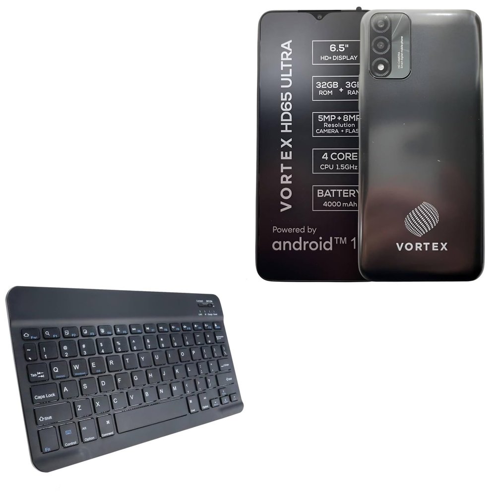 BoxWave Keyboard Compatible with Vortex HD65 Ultra - SlimKeys Bluetooth Keyboard, Portable Thin with Chiclet-Style Keys - Jet Black