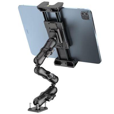 OHLPRO Heavy Duty Drill Base Tablet Mount Holder, 360 Adjustable iPad Mount Truck Dashboard, 3-Stage Stand for 5-13" iPad Pro Air Mini Galaxy Tab Switch, Tablet Vehicle for Car Wall Desk