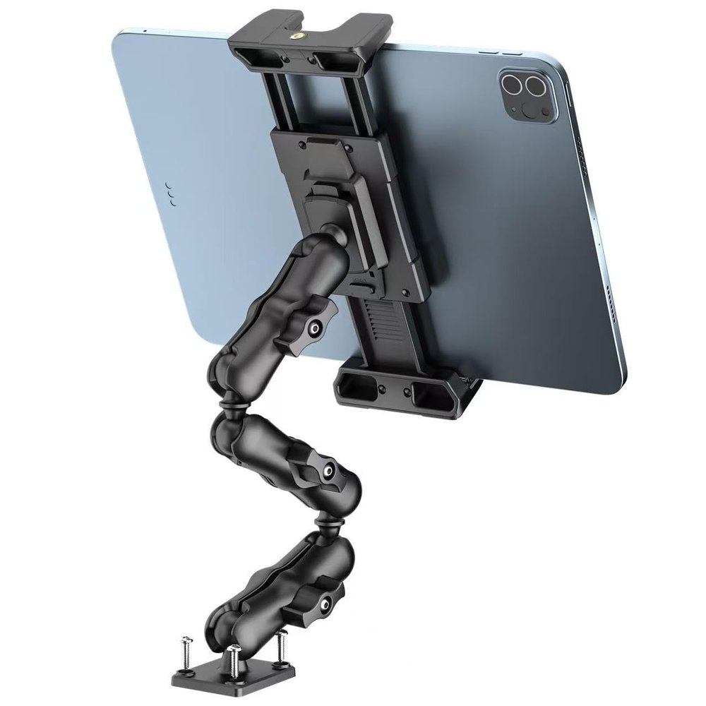 OHLPRO Heavy Duty Drill Base Tablet Mount Holder, 360 Adjustable iPad Mount Truck Dashboard, 3-Stage Stand for 5-13" iPad Pro Air Mini Galaxy Tab Switch, Tablet Vehicle for Car Wall Desk