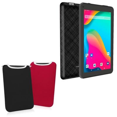 BoxWave Case Compatible with Maxwest Tab Max 7 - SlipSuit, Soft Slim Neoprene Pouch Protective Case Cover - Jet Black/Crimson Red (Reversible)