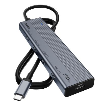 Aceele 10Gbps USB C Hub Splitter with 4*USB-C 3.2, 100W PD Charging Port, USBC to USBC Hub Multiport Adapter for MacBook Pro, iMac, iPad, iPhone 15 Pro and More(Not Support Extend Monitor)