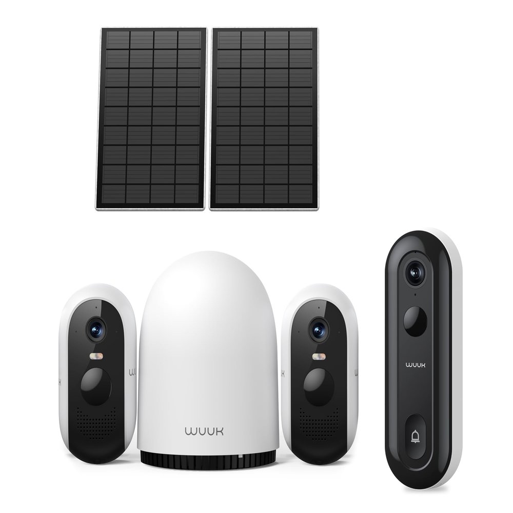 WUUK Solar Outdoor Cameras and Add-on Doorbell Camera