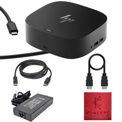 HP Docking Station for Laptop Dual Monitor and Charging - 5TW10AA / 5TW10UT / 5TW10AA#ABB USB-C G5 Dock with 120W AC Adap TER + HDMI Cable + DisplayPort Cable + Cleaning Cloth