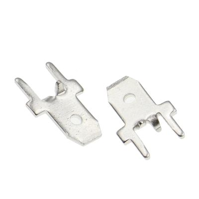 BHUPWZE 100PCS 6.3MM 4.8MM Inserts Plug Male Terminal 250 PCB Solder Lug Thickness 0.8 Two Legs,PCB Welding Sheet(6.3 Positioning)