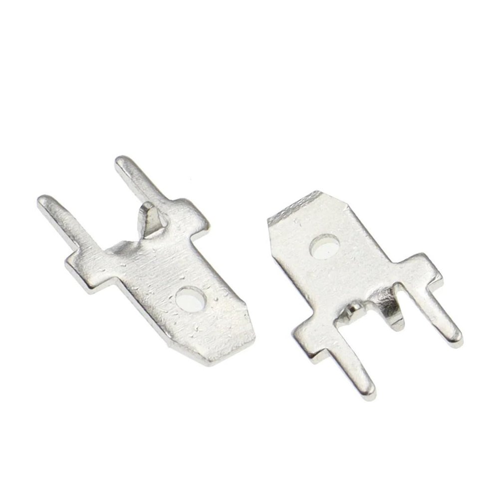 BHUPWZE 100PCS 6.3MM 4.8MM Inserts Plug Male Terminal 250 PCB Solder Lug Thickness 0.8 Two Legs,PCB Welding Sheet(6.3 Positioning)