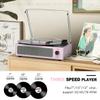 WOCKODER Record Players for Vinyls Turntable with Speakers Belt-Driven Turn Tables LP Phonograph Support 3-Speed Full Size Bluetooth Wireless Playback Headphone AUX RCA Line New Sleek Pale Light Pink view 2