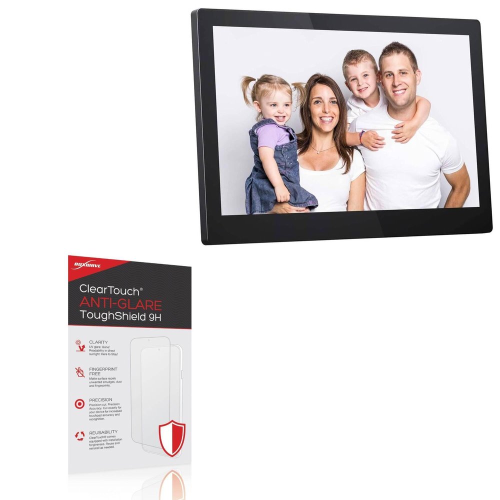 BoxWave Screen Protector Compatible with Dragon Touch Digital Picture Frame (15.6 in) - ClearTouch Anti-Glare ToughShield 9H (2-Pack), Anti-Glare 9H Tough Flexible Film Screen Protector