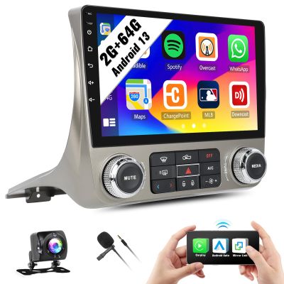 SIXWIN Android Car Stereo for Chevrolet Chevy Camaro 2010-2015 with Wireless CarPlay Android Auto Mirror Link 2G+64G 9 Inch Touchscreen Bluetooth GPS Navigation WiFi FM Backup Camera MIC