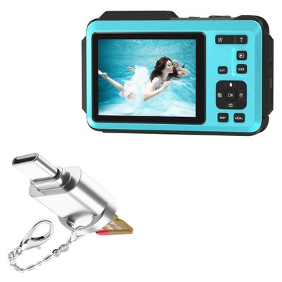 BoxWave Adapter Compatible with VETEK 5k Underwater Camera (WP01-5K) - Micro SD Card miniReader, USB Type-C OTG Reader USB3.0 Adapter Keychain - Metallic Silver