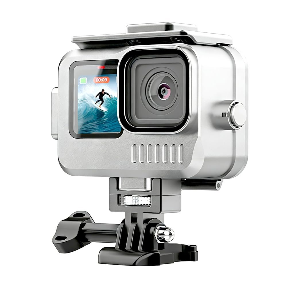 KETOPKIN Aluminum Alloy Waterproof Case for GoPro Hero13/Hero12/Hero11/Hero10/Hero9 Black,40M/131FT Underwater Diving Housing Protective Shell for Hero13/12/11/10/9 Black Camera Accessories