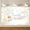 10x8ft Baby Shower Backdrop Twinkle Twinkle Little Star Photography Background Golden Stars and Moon Baby Shower Party Decorations for Girls Sparkle Stars Photo Booth Studio Props view 4