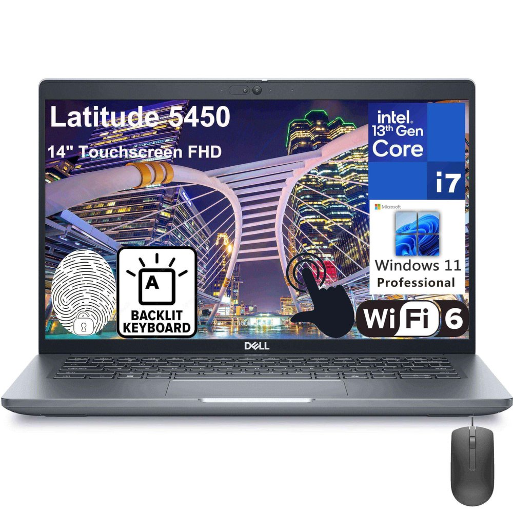 Dell Latitude 5450 14" Touchscreen FHD Business Laptop Computer, Intel 10-Core i7-1355U, 64GB DDR5 RAM, 2TB PCIe SSD, WiFi 6, Bluetooth, Windows 11 Pro