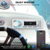 Single Din Marine Radio Bluetooth: Boat Stereo Receiver - Push to Talk Assistant Digital LCD Screen AM FM Tuner 4 Volts Preamp Outputs 2 Subwoofer Ports USB Charging Aux-in Remote Control view 2