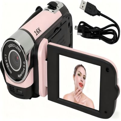 Mtlavishness D90 Digital Video Camera Camcorder Portable 1080P HD Handheld Recorder Camera 16MP 16X Zoom with Fill Light 2.4 Inch Rotatable LCD Screen for Vlogging Travel Sports Events