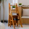 REVECKOL 4 Tier Folding Ladder Chair, 3-in-1 Wood Step Ladder, Multi-Functional Step Stool, 265 lbs Large Capacity Display and Storage Shelf for Home, Library, Kitchen (Nut Brown) view 4