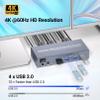 4K60Hz USB3.0 Dual Monitor HDMI KVM Switch 2 Minitors 2 Computers, 2 Port HDMI KVM Switch for Managing 2 PCs with 1 Set of Keyboard and Mouse, 4 USB 3.0 Ports Sharing view 3