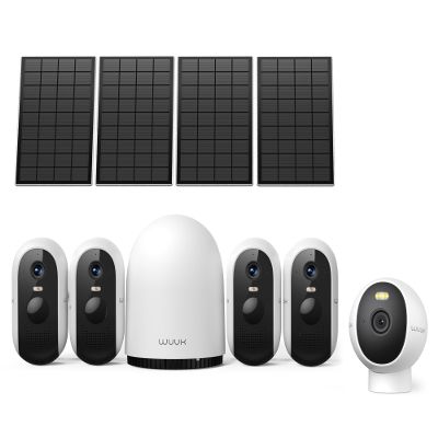 WUUK 4 Solar Outdoor Cameras and 4MP Indoor Camera