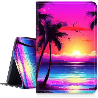 DIGTIALLL Case for 6" Kindle Paperwhite (10th Generation, 2018 Release) and Kindle Paperwhite Signature Edition PU Leather Protective Cover with Auto Sleep/Wake,Tropical Palm Trees