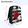 Black White Stripes Red Rose Flowers Cute Backpack Waterproof Lightweight Casual Daypack Travel Laptop Bag For Women Men view 4