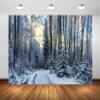 Loccor 12x8ft Fabric Winter Snowy Forest Backdrop Winter Wonderland Woods Path Covered Snow Landscape Background Winter Outdoor Nature Scene Home Wallpaper Photo Studio Props view 4