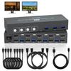 USB3.0 Switch HDMI Kvm Switch 4 Computers 2 Monitors with 3 USB Ports, 4K@60Hz for 4 Computers Sharing 2 Monitors and Keyboard Mouse, Supports Button Control, EDID Compatible view 1