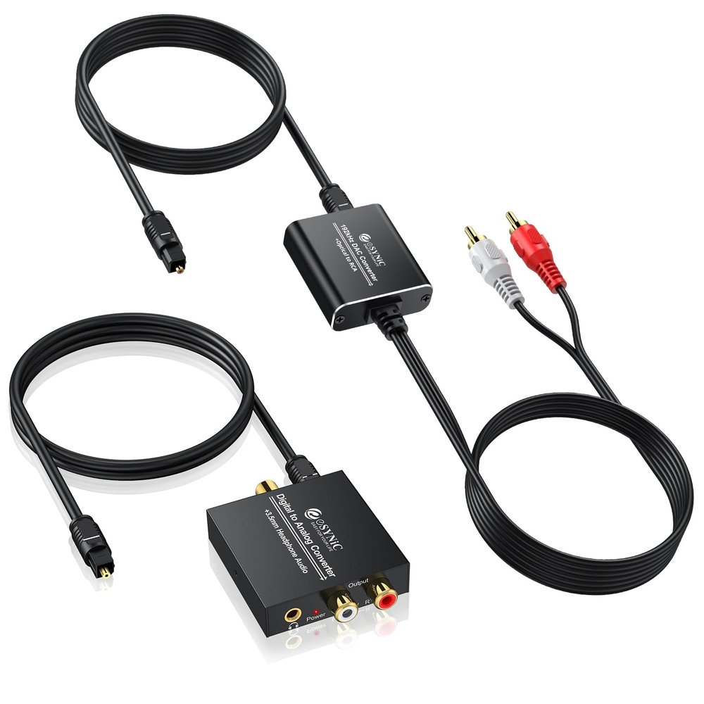 eSynic Professional Optical to RCA Adapter & 192KHZ DAC Converter Kit