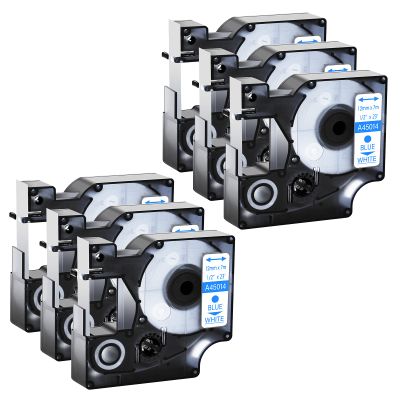 GREENCYCLE 6 Pack Compatible for DYMO D1 Label Maker Tape 45014 S0720540 Refill Blue on White, 1/2 Inch x 23 Ft for DYMO LabelManager 160 280 PnP 360D 210D 420P Label Maker