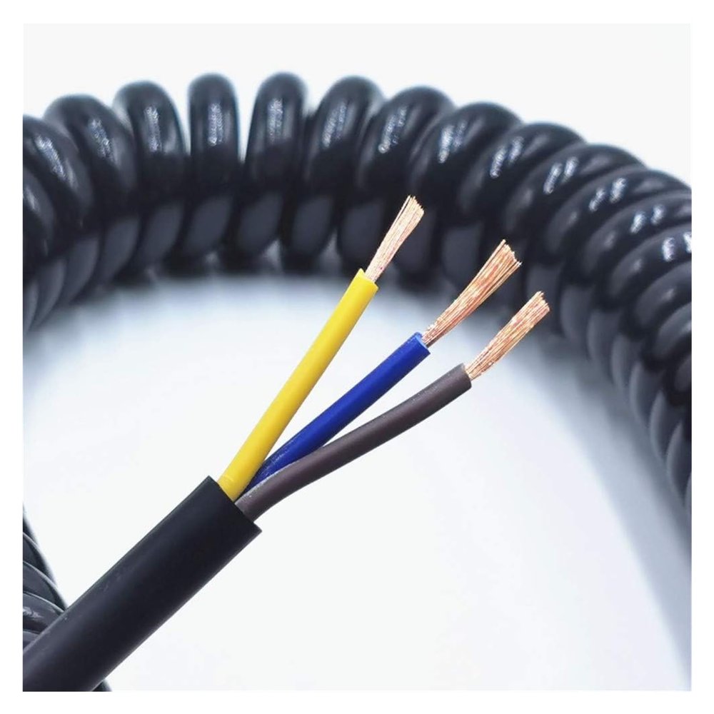 Electrical wire Spring Telescopic Spiral Cable Spring Spiral Cable 3 Core Spring Wire, Spiral Electric Cable, Black Power Cord Extensible Wire, 0.5 Square 2.5 m 5 m 7.5 m,(3 Core 20awg,Line length 2.5